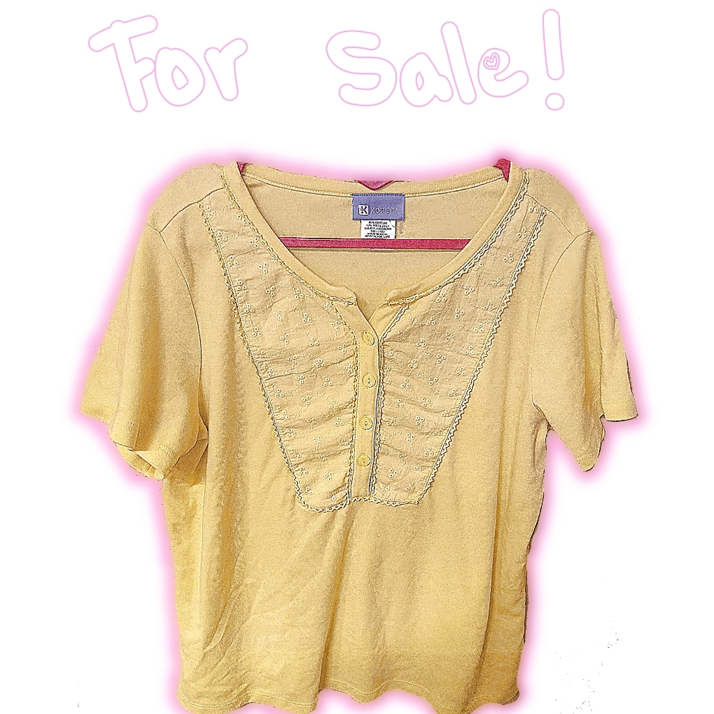 Koret Yellow Blouse with Embellished Front & Buttons